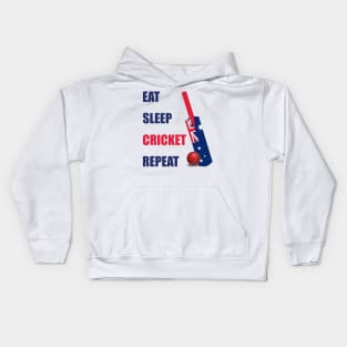 Eat Sleep Cricket Repeat Australia Flag Cricket Bat Kids Hoodie